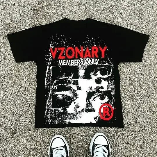 Gothic Graphic Print Men's T-Shirt Y2K Streetwear Short Sleeve