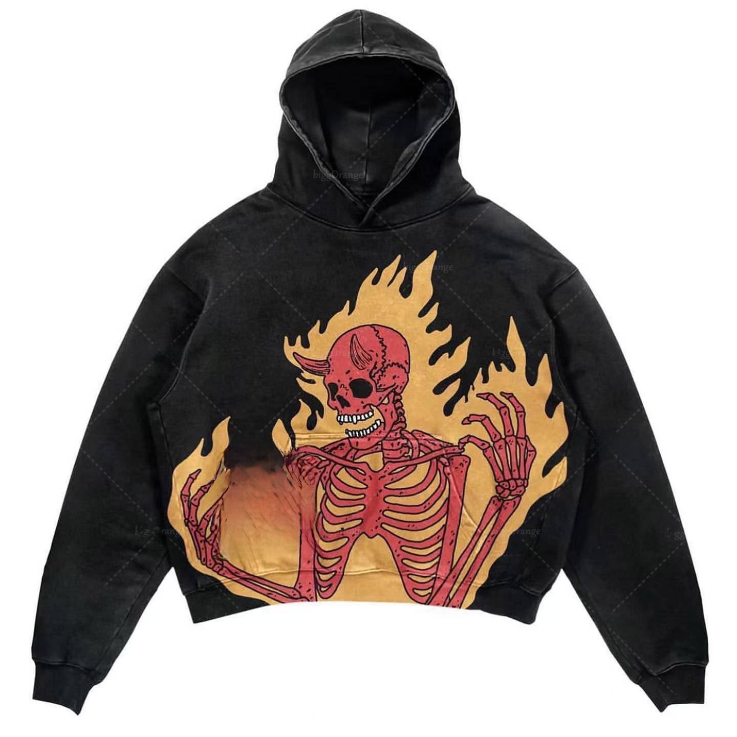 Printed Punk Design Hoodie Streetwear