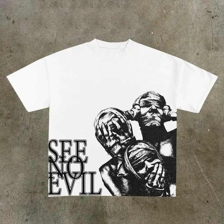 Gothic Graphic Print Men's T-Shirt Y2K Streetwear Short Sleeve