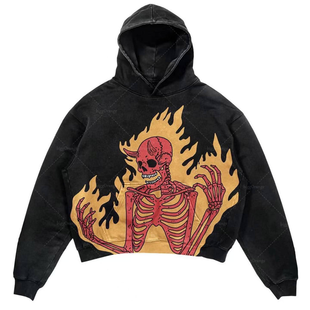 Printed Punk Design Hoodie Streetwear
