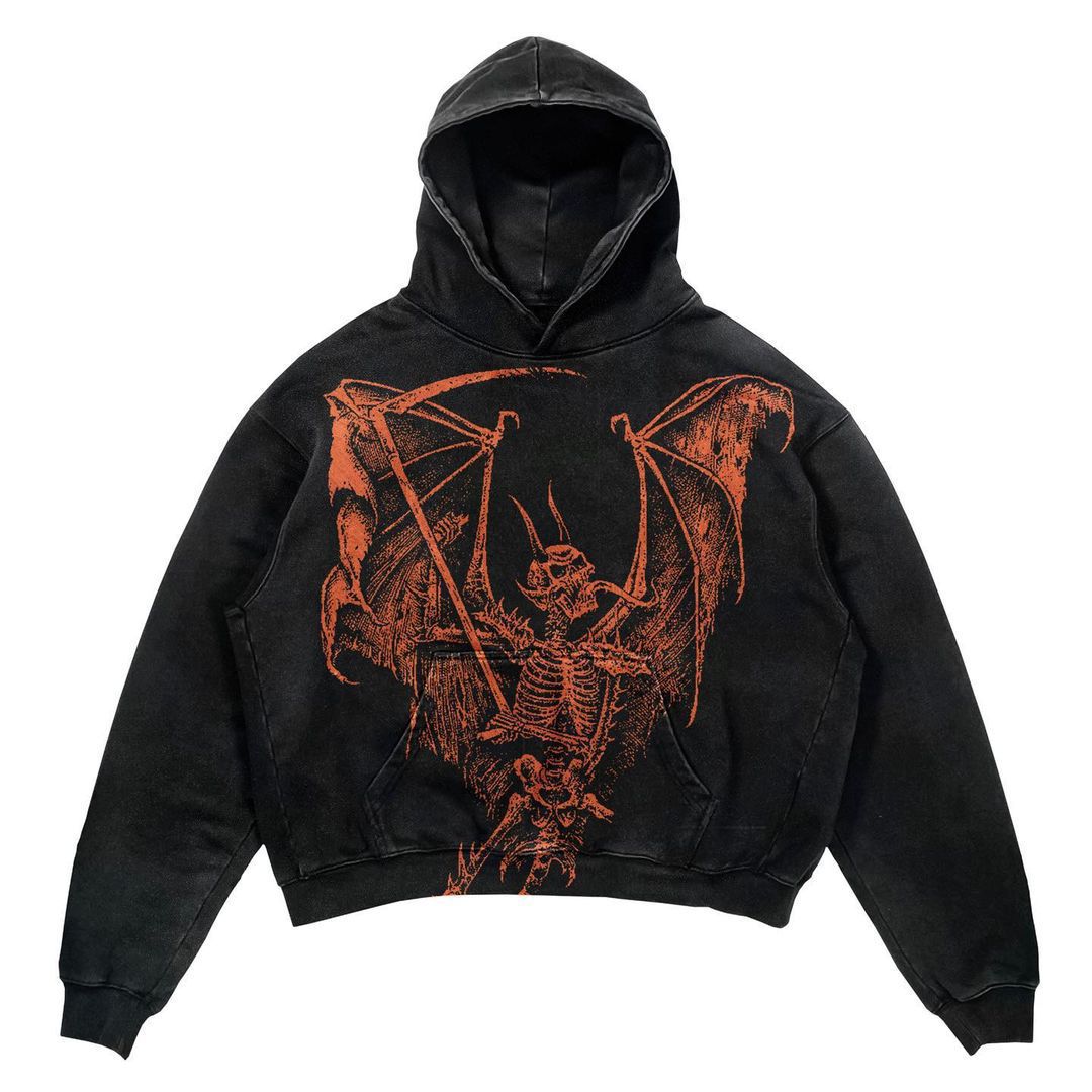 Printed Punk Design Hoodie Streetwear