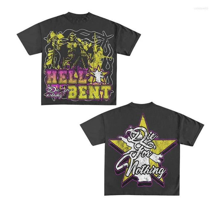 Gothic Graphic Print Men's T-Shirt Y2K Streetwear Short Sleeve