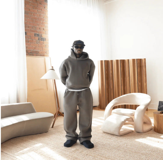 Trendy Streetwear Drawstring Sweatpants Set