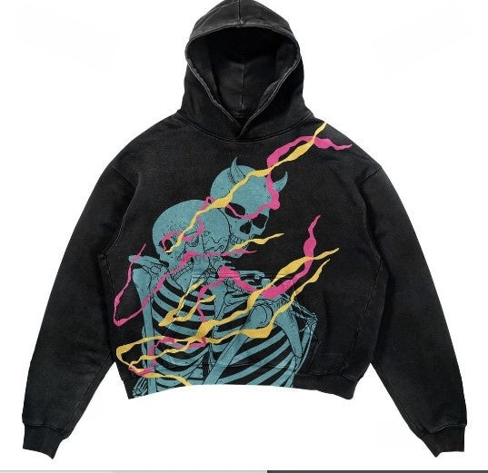 Printed Punk Design Hoodie Streetwear