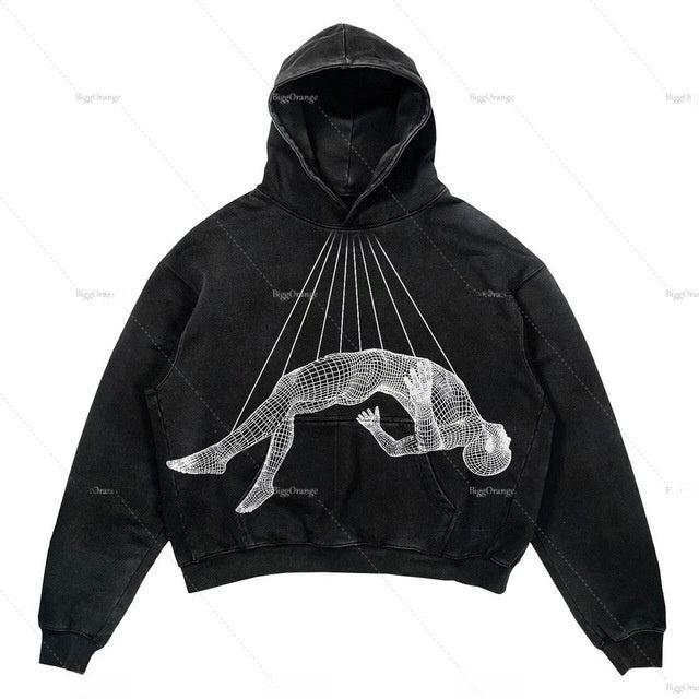 Printed Punk Design Hoodie Streetwear